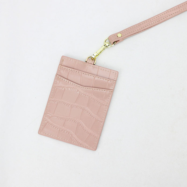 ID card holder for men and women, new, crocodile embossed leather, decorated lettering