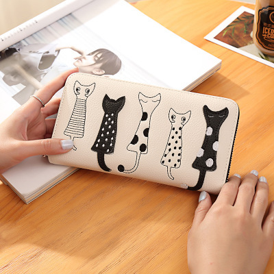 Women Cat Cartoon Luxury Wallet High Quality Creative Female Card Holder Casual Zip Ladies Clutch PU Leather Coin Purse 179Q