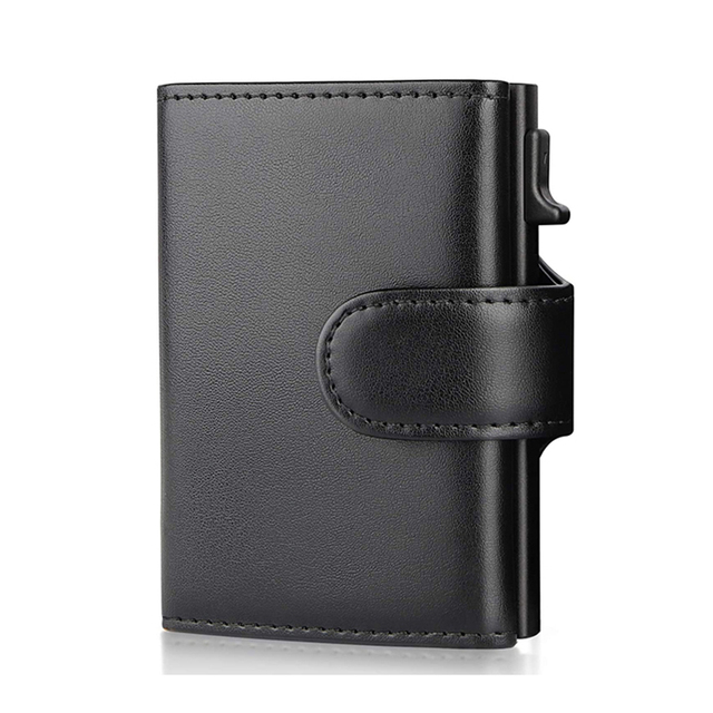 DIENQI RFID Genuine Leather Men Wallets Fashion Card Holder Trifold Wallet Smart Money Bags Slim Thin Coin Purse Pocket Purse