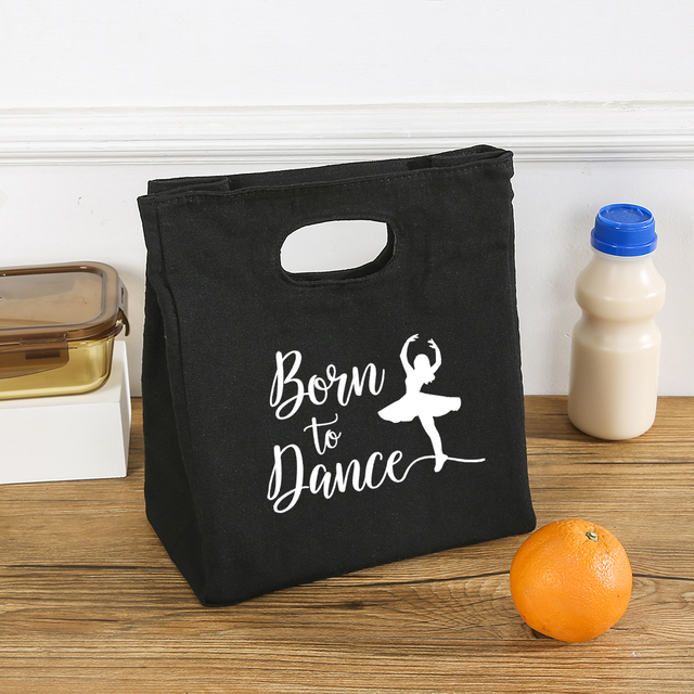 Born to Dance Graphics Fashion Girl Lunch Pouch Harajuku Canvas Reusable Thermal Bag High Capacity Soul Dance Cute Colorful Box