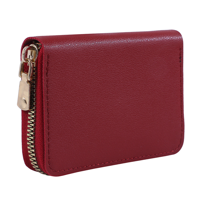 Women PU Zipper Cash ID Card Credit Card Holder Pure Color Business Card Case Name Card Holder Card Holder