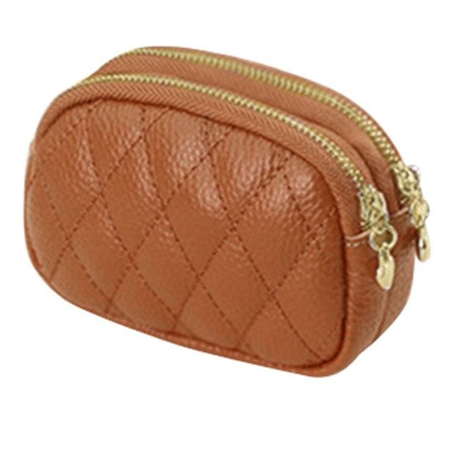 D0LF Women's Faux Leather Mini Wallet Double Zipper Diamond Multi Coin Purse Clutch