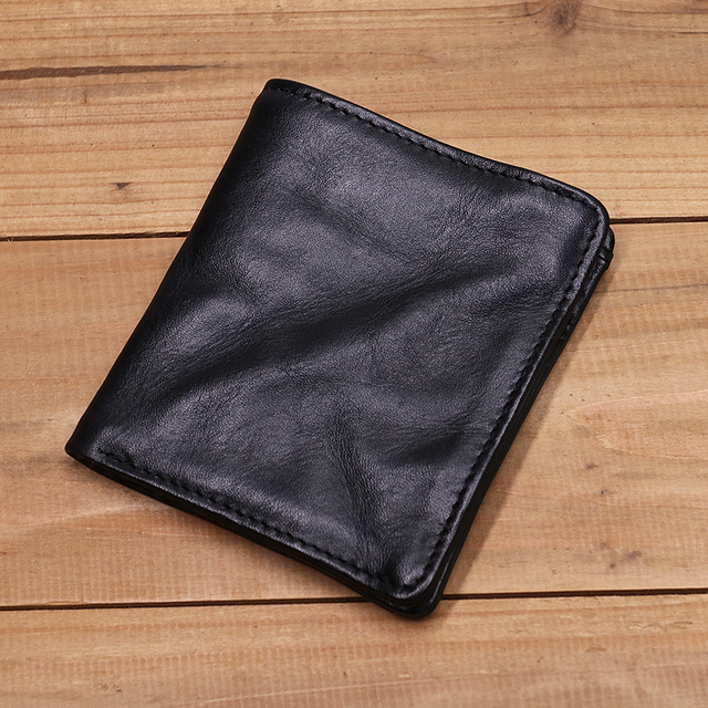 Genuine Leather Men Wallet Male Women Vintage Retro Wrinkle Short Small Slim Bifold Pocket Wallet With Card Holder High Quality