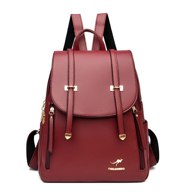 Fashion Women Soft Leather Backpack Female School Book Bags Large Capacity Shopping Travel Bag Femme New Casual Backpack