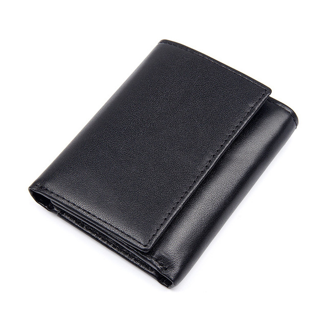 GENODERN Short Tri-fold Men's Wallet with Multi Card Holder Fashion Men's Wallet RFID Blocking Wallet Anti-scanning Leather Wallet