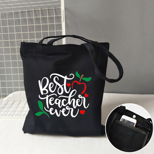 Teacher life rainbow small cotton bag teacher canvas bag graduation gifts tote big teachers appreciation or year-end gift