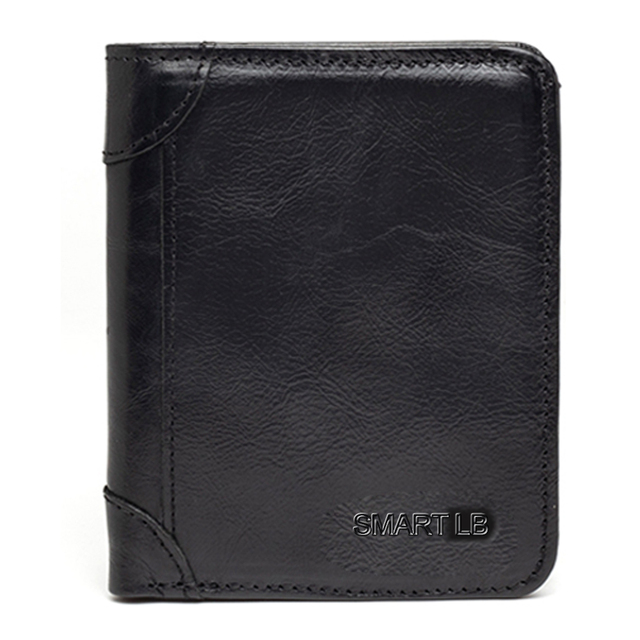 Genuine Leather Slim Wallets for Men and Women Short Credit Card Holders Coin Smart Bluetooth Wallet Man Card Holder Photo