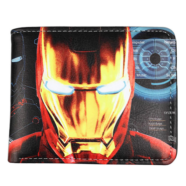 Disney Marvel Avengers Iron Man Spider-Man give boys birthday gifts anime cartoon short two fold wallet purse