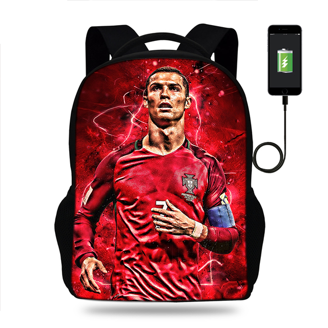 Cristiano Ronaldo - Multifunctional Backpack for Men and Women, Laptop Backpack with USB, School Travel Bag for Teenagers