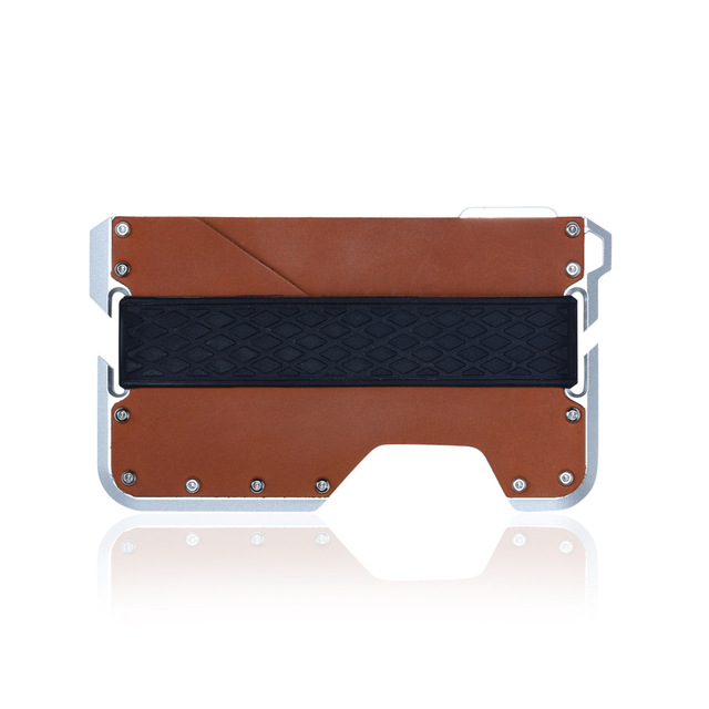 DIENQI Rfid Genuine Cow Leather Men Wallet Aluminum Metal Wallet Slim Mini Card Holder Magic Wallet Short Small Money Walet