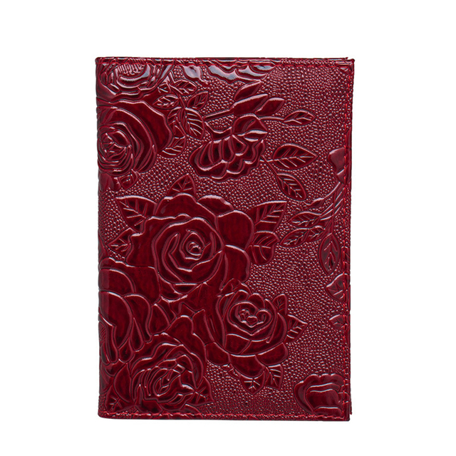 Hot Sale Red 3D Embossed Rose PU Leather Women Passport Holder Embossing Passport Cover Credit Card ID Bag