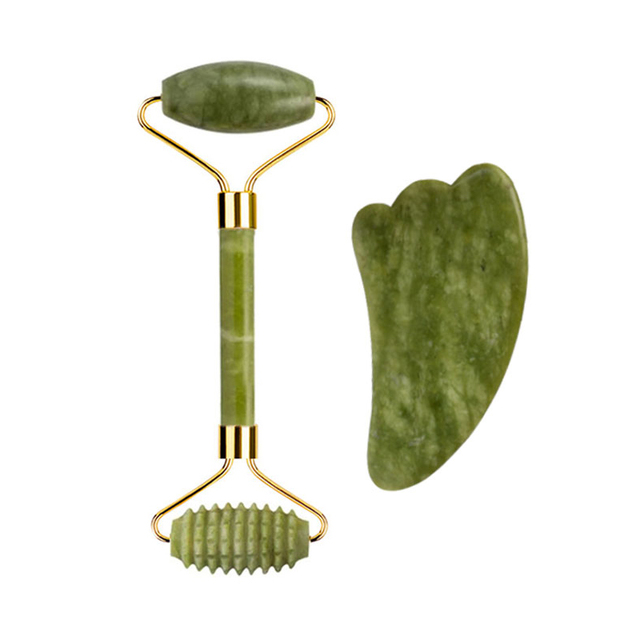 Natural Jade Gouache Stone Scraper Facial Massager Gua Sha Massager for Face Body Massage Set Anti-wrinkle Beauty Relax Tool