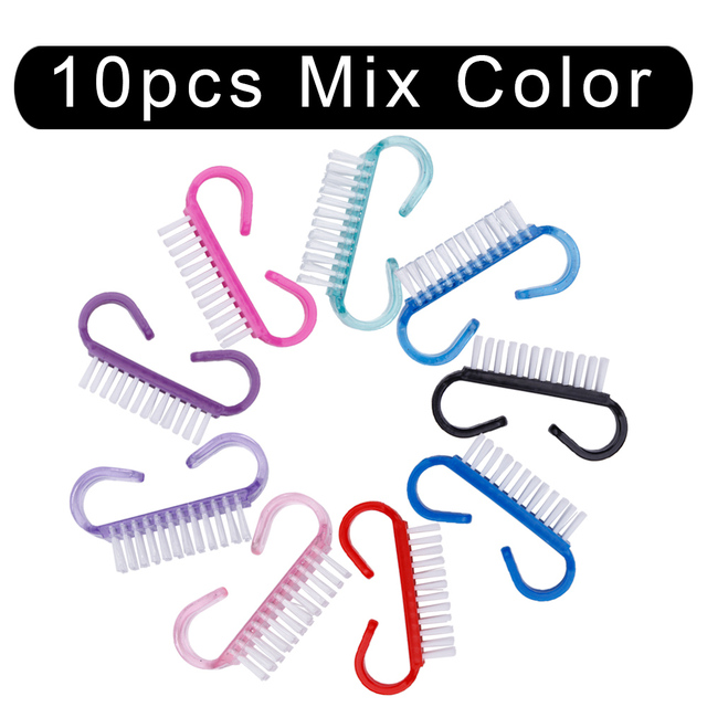 10/50/100pcs New Acrylic Nail Cleaning Brush Dust Removal Brush Nail Pedicure Plastic Gel Manicure Brushes Handle Scrubbing Tool