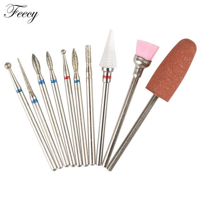 10pcs Ceramic Diamond Grinding Cutter For Manicure Set Nail Bits Grinder Cutters To Remove Gel Varnish Nail Art Accessories