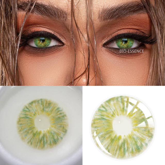 Bio-essence 2022 New 1 Pair Eye Color Contact Lenses Natural Brown Lenses Beauty Fashion Blue Green Green Eye Contact Lenses