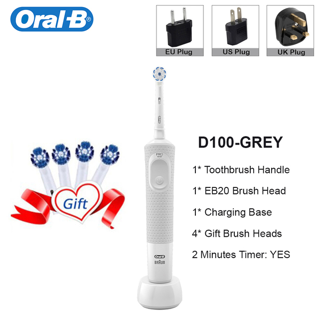 Oral B Electric Toothbrush For Adult D100 Vitality Cleaning Rechargeable Toothbrush Waterproof Cleaner 4 Color Teeth Whitening