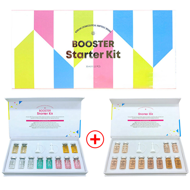 12 Vials Korean Cosmetic Dermawhite BB Cream Glow Starter Kit Stayve Liquid Foundation for Skin Whitening Brightening