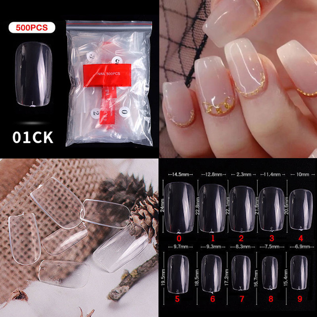 500pcs False Nail Extension Full Cover Fake Nails French False Nail Clear/White False Nail Tips Art Manicure Tool French Nail