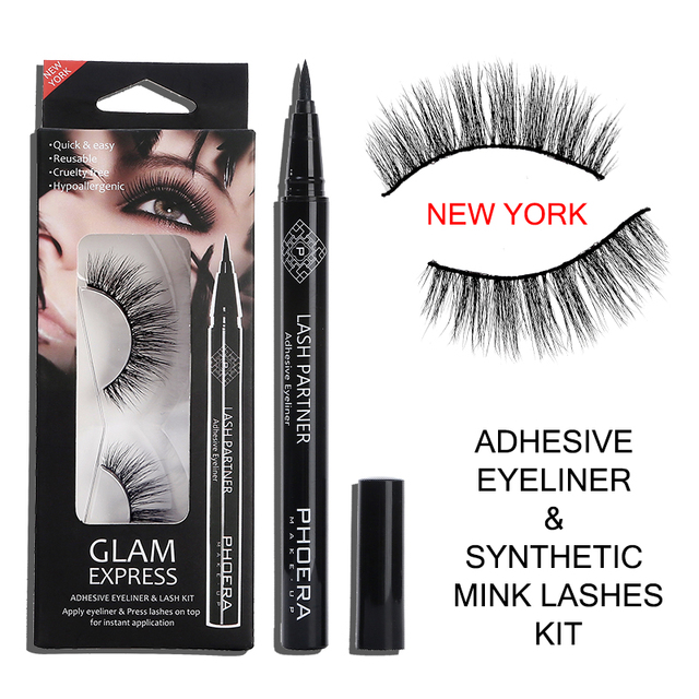 9D False Eyelashes Set Imitation Mink Hair Self Adhesive Eyeliner Pen Waterproof Reusable Makeup Cosmetic Tools TSLM1