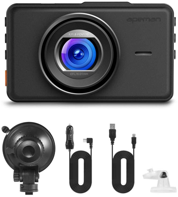 Apeman Dash Cam 1080P FHD DVR Car Driving Video Recorder 3 inch LCD Screen 170 Degree Wide Angle, G-sensor, WDR, Parking Car Monitor