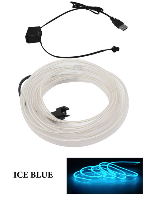 Auto Atmosphere Lamp Car Interior LED Strip Light Decoration Garland Wire Rope Tubular Line Flexible Neon Light USB Drive