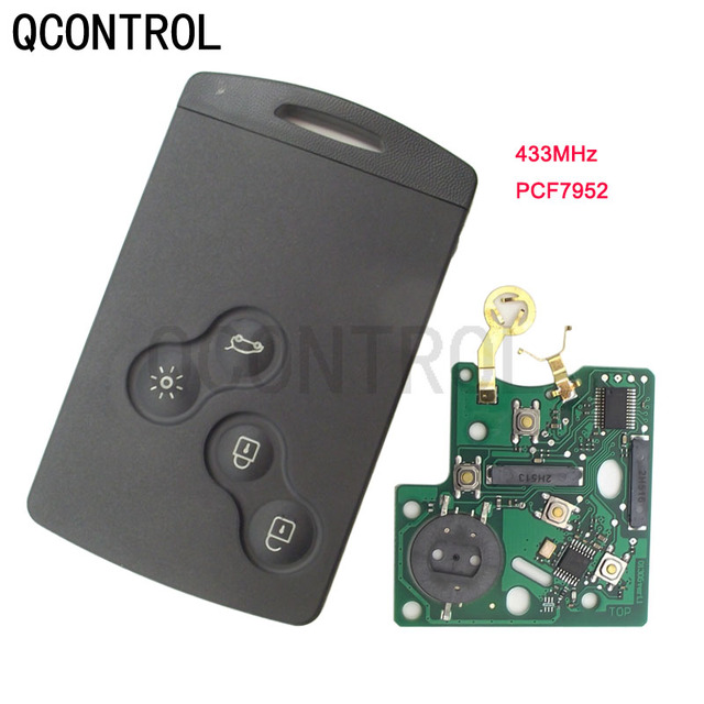 QCONTROL 4 Buttons Car Remote Smart Key for Renault Koleos Scenic 433Mhz with 7952 Chip