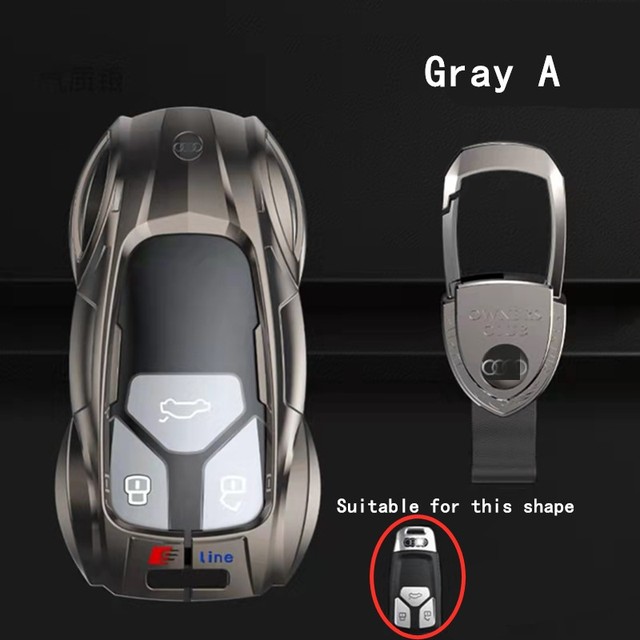 Zinc Alloy Car Key Cover With Boutique Metal Leather Keychain For Audi A6 A4 A3 Q2 Q3 Q5 Q7 A7 A8 Car Key Shell Protector