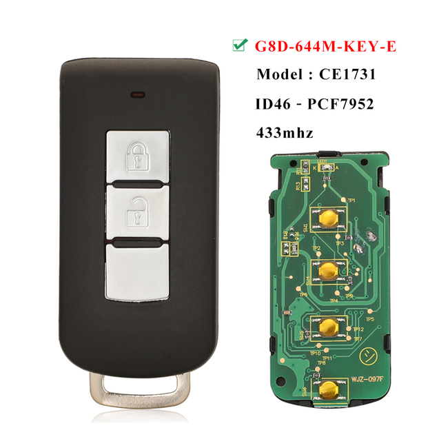 jingyuqin Smart Remote Key Fob 2BTN 433MHz ID46 ID47 For Mitsubishi Lancer Outlander ASX G8D-644M-KEY-E/Montero L200 GHR-M004