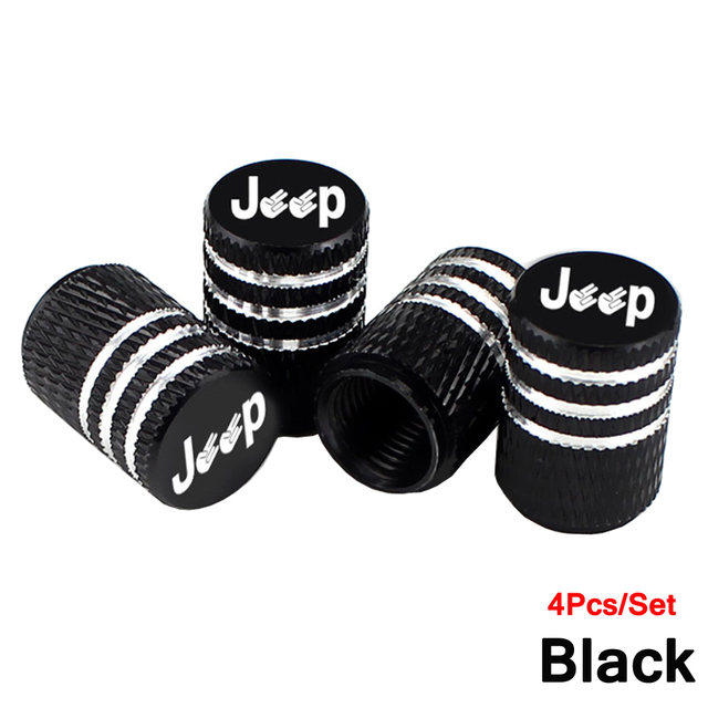 AUTCOAT 4pcs/set Jeep Logo Tire Stem Valve Caps Aluminum Car Dust Caps Tire Wheel Stem Air Valve Caps