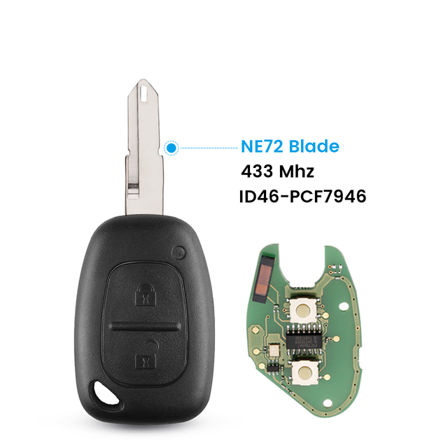 KEYYOU 2 Button Car Remote Key 433mhz ID46-PCF7946 Chip For Renault Traffic Master Vivaro Movano Kangoo Ne72 VAC102 Blade