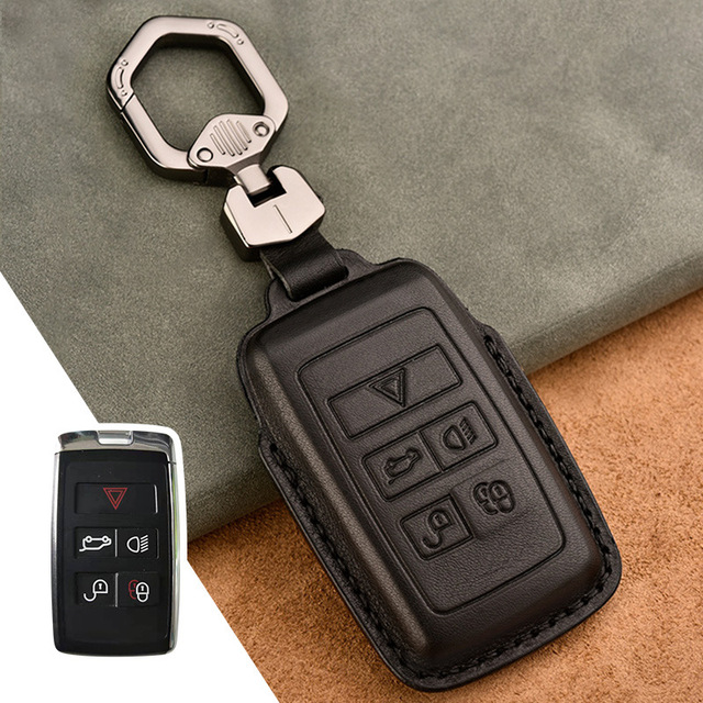 Luxury Genuine Leather Car Key Case For Jaguar Land Rover Evoque Sport Accessories Keychains Bag Holder Keyring Fob Shell