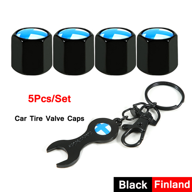 DSYCAR 5pcs/set National Flag Pattern Anti-theft Car Tire Wheel Valve Caps With Wrench Keychain Alloy Car Tire Valve Caps