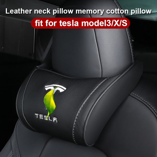 For Tesla Model 3S X 2022 Car Seat Headrest Neck Seat Cushion PU Leather Head Support Headrest Head Cushion For Tesla Model 3