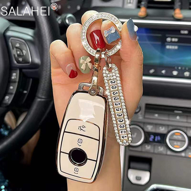 PU Diamond Car Key Case For Benz 2017 E Class W213 2018 S class Benz W245 W204 W205 W210 W212 W221 W222 CLK Accessories