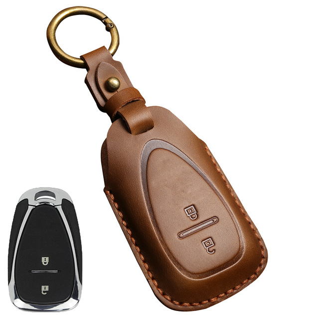 Luxury Leather Car Key Case Cover Fob Protector Keychain Holder For Chevy Chevrolet 2021 JM Trax Crvalier Cruze Malibu Keyring