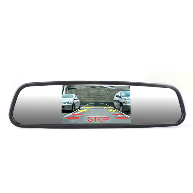 Parking Assistance System 4.3 Inch TFT LCD Monitor Rear View Mirror With 4 LED Lights Car Rear View Camera