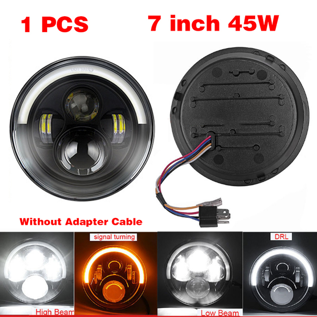 45W/60W/75W/80W/90W Car Led 7 Inch Car Accessories Angel Eyes H4 Led Headlight For Lada Niva 4X4 Uaz Hunter Hummer