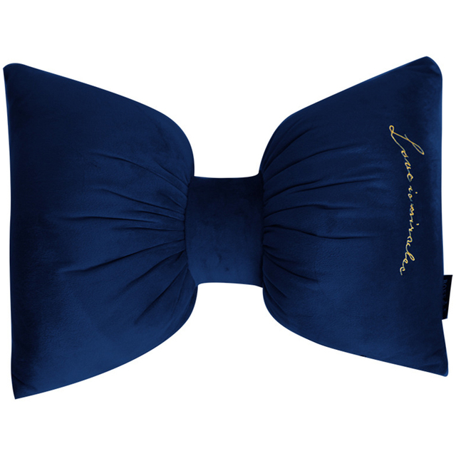 Nordic sleep cute home zipper closure velvet car headrest detachable neck pillow office waist pillow bow tie minimalist washable