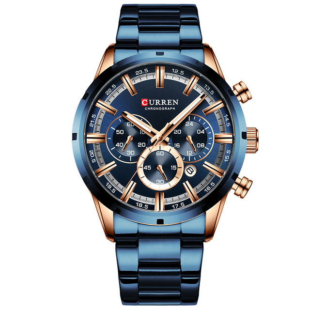 CURREN Men Watch Luxury Brand Sport Quartz Mens Watches Full Steel Waterproof Chronograph Wristwatch Men Relogio Masculino