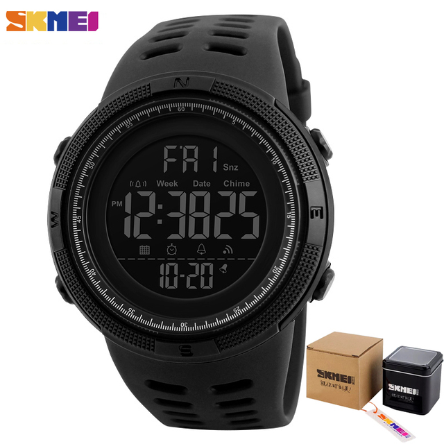 SKMEI Fashion Outdoor Sports Watch Men Multifunction Watches Alarm Clock Chrono 5Bar Waterproof Digital Watch reloj hombre 1251