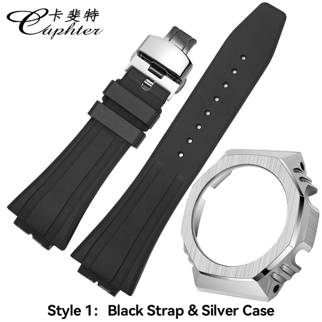 Casioak 1rd Fashion Kit for GA2100 Metal Watch Case Fluororobber Strap 316 Stainless Steel Bezel Rubber Band for GA 2100 2110