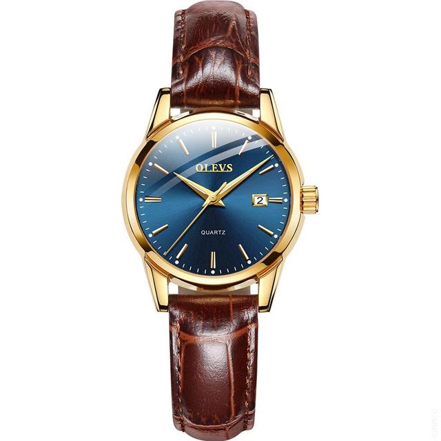 OLEVS-Women's Quartz Watches Casual Fashion Brown Leather Luminous Water Resistant Ladies Wrist Watch