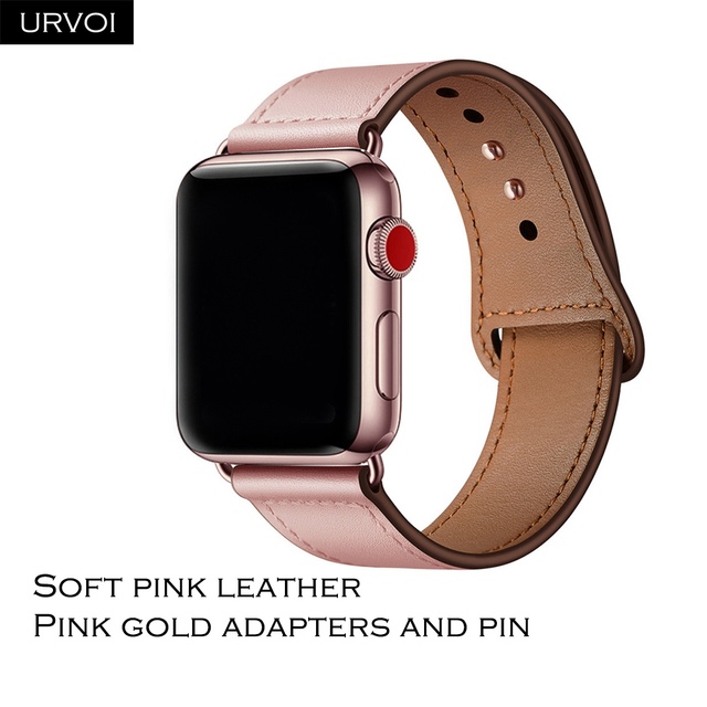 URVOI Band for Apple Watch Series 7 6 5 4 3 SE Sport Band Genuine Swift Leather Strap for iWatch Wrist Pin and Tuck Closure Handmade