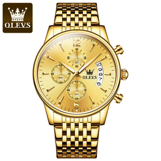 Olevs Men's Quartz Wrist Watch Calendar Display Waterproof Chronograph Men's Watches Male Luxury Bracelet Homm Gift for Man