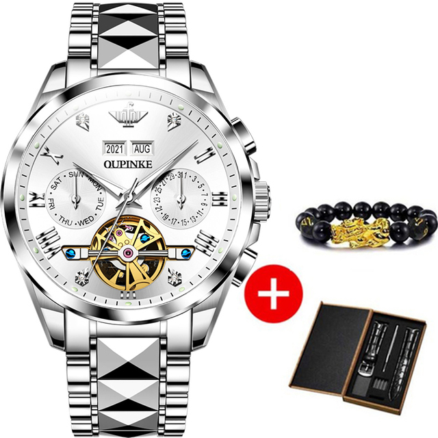 New luxury men automatic mechanical wristwatch tungsten steel watch top brand sapphire glass men watches reloj hombre