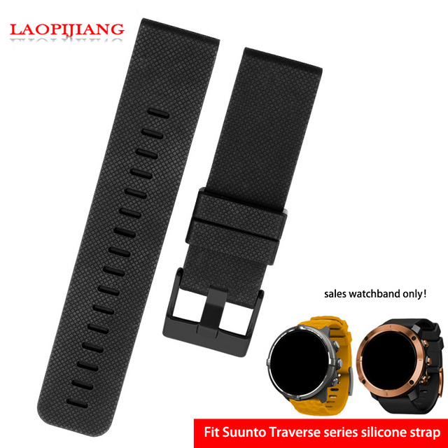 High quality waterproof rubber watchband fit suunto TRAVERSE Alpha series watch 24mm silicone straps with stainless steel clasp