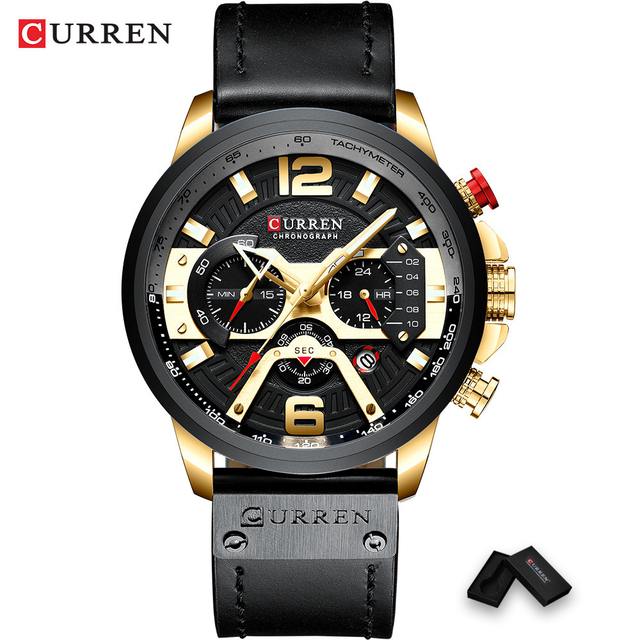 CURREN Casual Sport Watch Blue Watch Men Luxury Military Leather Wrist Watch Man Watch Fashion Chronograph Relogio Masculino