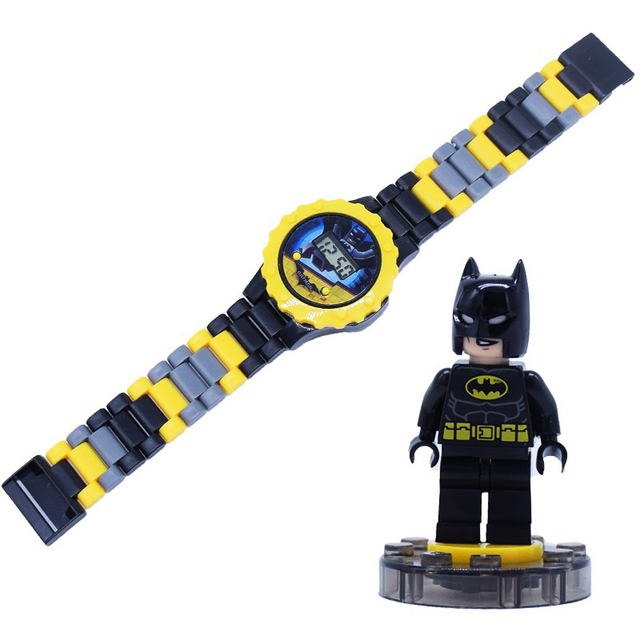 Animation Batman Children Building Block Assembly Watch Doll Kids Detachable Building Blocks Toy Clock Children Birthday Gifts