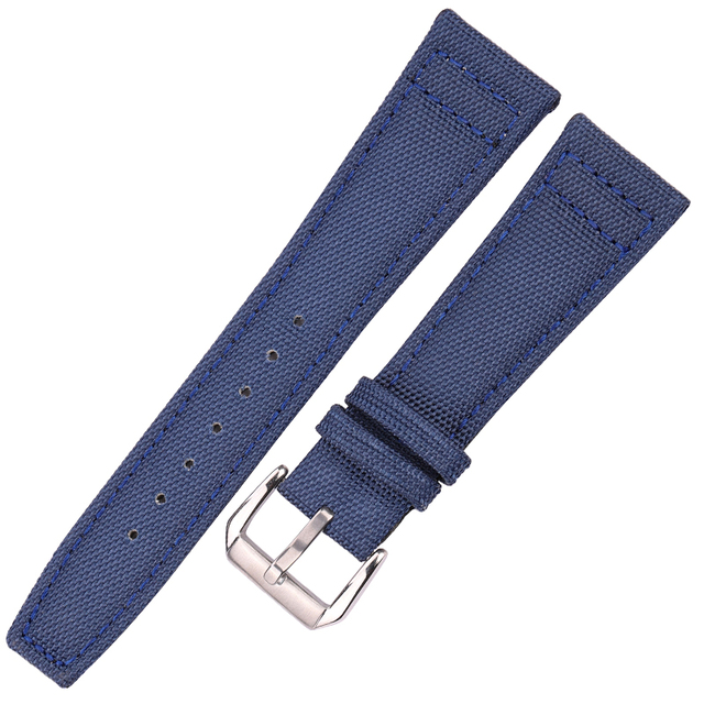 Nylon Canvas + Genuine Leather Watchband 20mm 21mm 22mm Black Green Blue Women Men Watch Band Strap With Pin Buckle