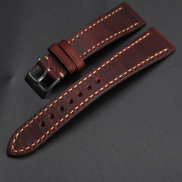 Retro Soft Leather Watch Strap 18 19 20 21 22mm Brown Leather Handmade